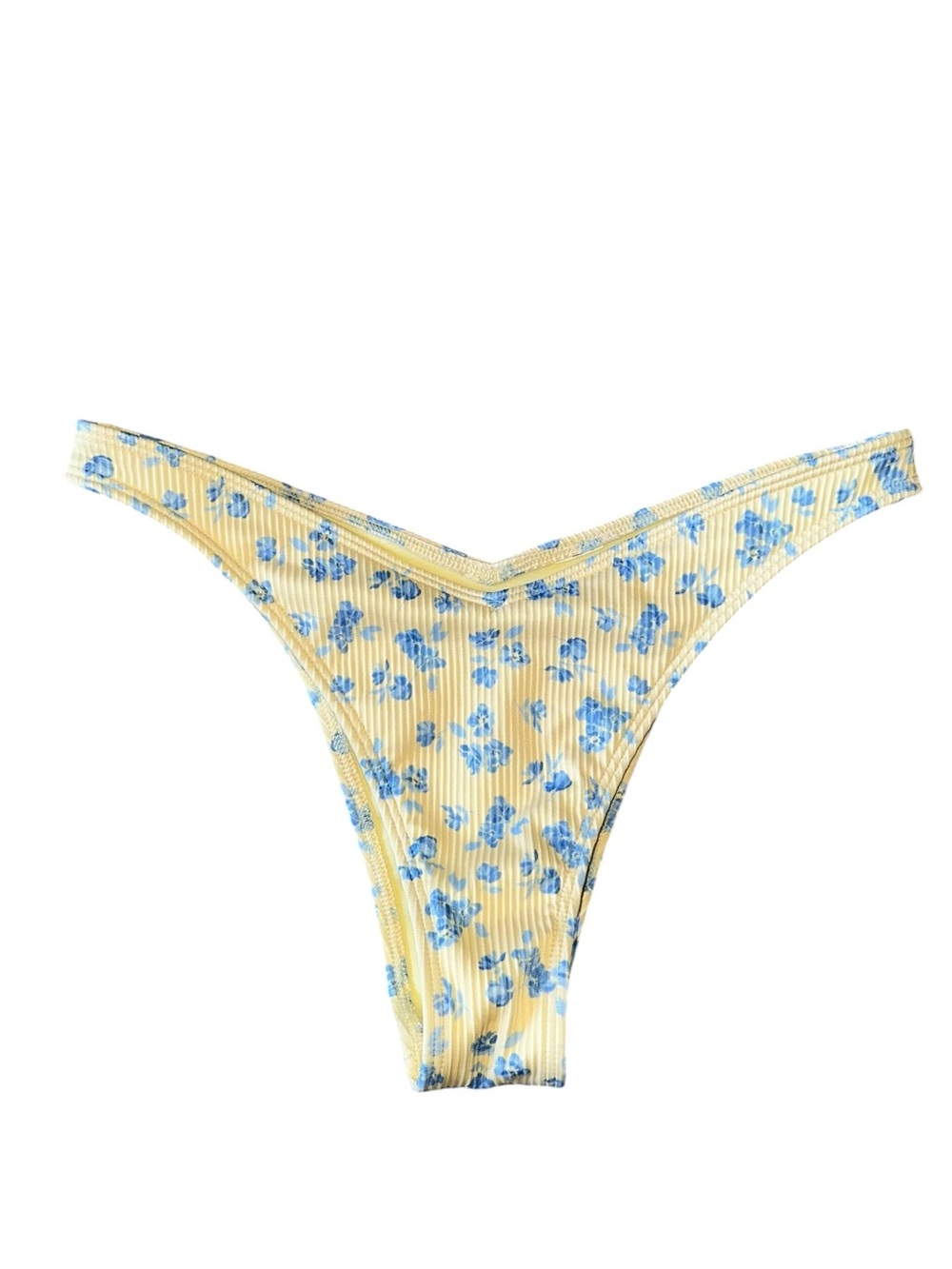 Hollister Yellow Swim Bottoms with Blue Floral Trim size:small